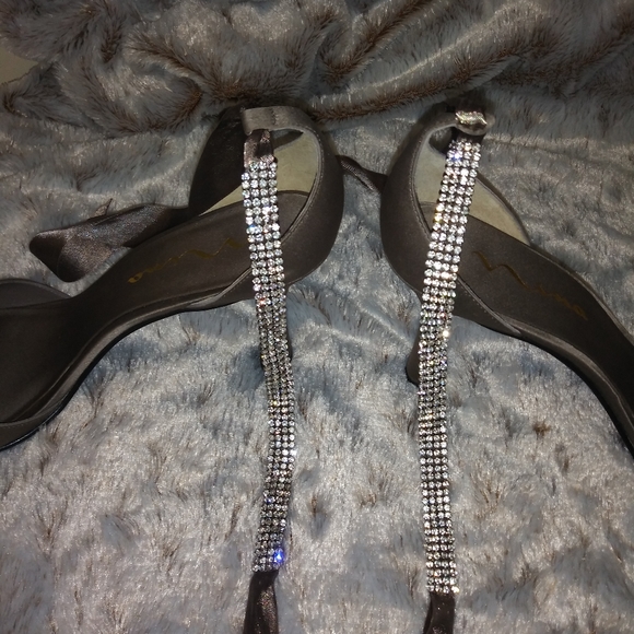 Satin Ribbon Rhinestone Heels - Picture 6 of 7